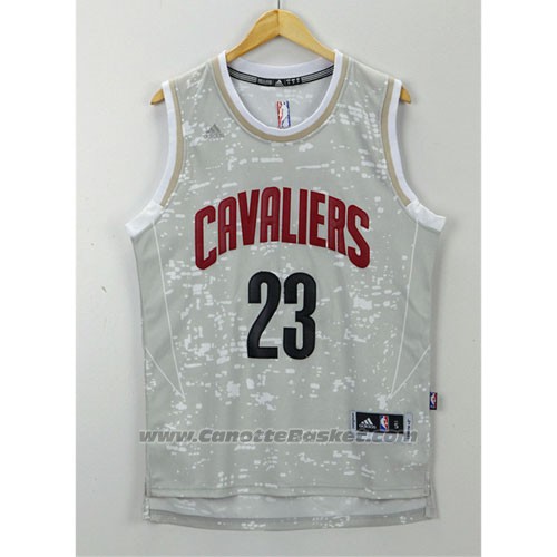 Maglia Luci Della Citta Cleveland Cavaliers LeBron James #23 Grigio
